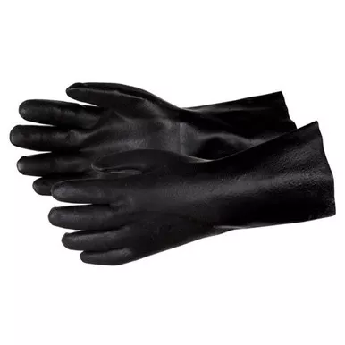 MCR Safety 6522SJ 12" Double Dipped Sandy Black PVC Coated, Soft Jersey Lined Work Gloves