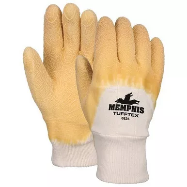 MCR Safety 6825 Memphis Tufftex™ Rubber Coated Canvas, Crinkle Texture Finish Work Gloves w/ Knit Wrist