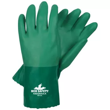 MCR Safety 6912 NeoMax™ 12" Double Dipped Sandy Green Neoprene, Brushed Interlock Lined Work Gloves