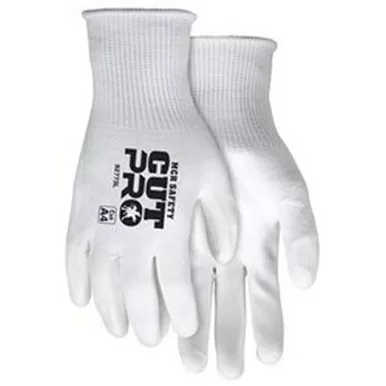 MCR Safety 92773 Cut Pro 15 Gauge HyperMax™ White Shell, Polyurethane Coated Palm & Fingertips, Cut, Abrasion & Puncture Resistant Work Gloves