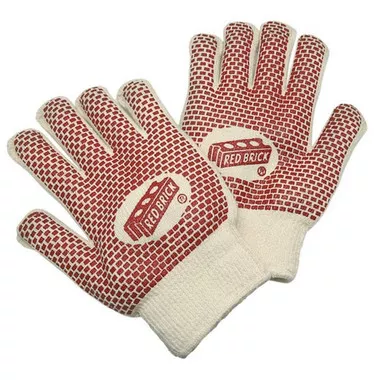 MCR Safety 9460K Red Brick Heavy Weight 2-Ply Construction, Loop-In, Nitrile Blocks on Both Sides, Heat Resistant Terrycloth Work Gloves