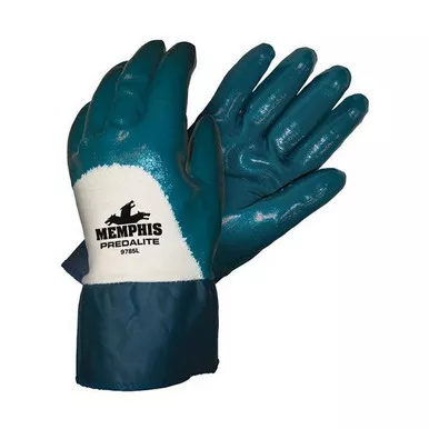 MCR Safety 9785 Predalite Palm Over Knuckle Nitrile Coated, Interlock Lined, ActiFresh Treated Work Gloves w/ PVC Safety Cuff