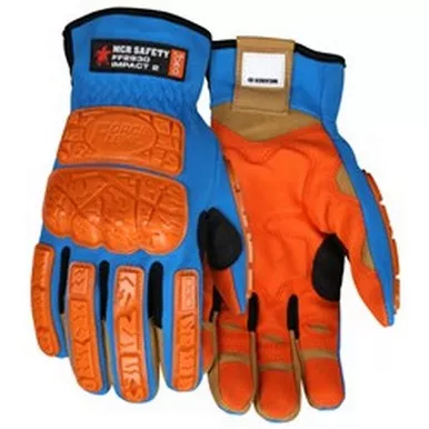 MCR Safety FF2930 ForceFlex MaxGrid™ Reinforced Padded Palm, Two-Way Spandex Back Mechanics Gloves w/D3O on Back of Hand & Padded Palm
