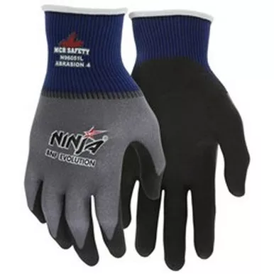 MCR Safety N96051 Ninja BNF Evolution 15 Gauge Ingenia™ Eco-Friendly Shell, NFT Palm & Fingertip Coated, ActiFresh, Touchscreen Friendly Work Gloves
