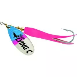 Mepps Flying C Spinner - #4 - 5/8oz. - Hot Pink/Rainbow Trout Blade