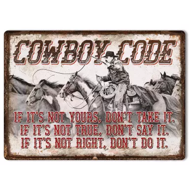 METAL TIN SIGNS, Funny, Vintage, Personalized 12"X 17" Cowboy Code