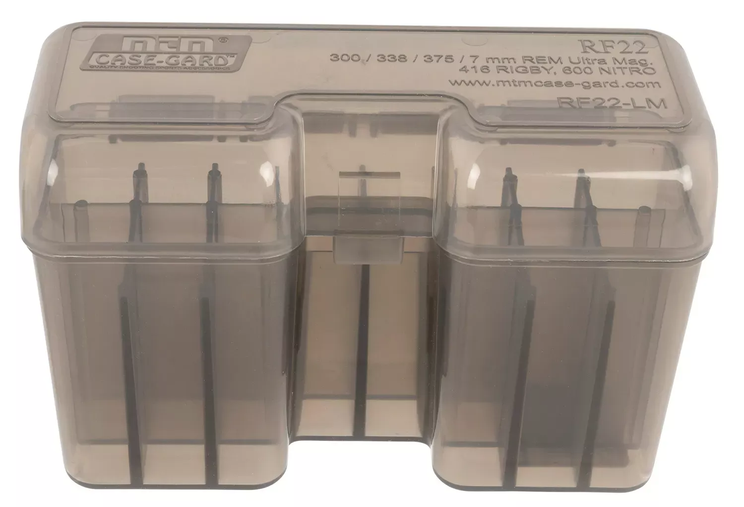 MTM Case-Gard Ammo Box Flip-Top RF-22 Multi-Caliber Rifle Clear Smoke 22rd