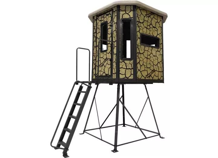 Muddy Bull Box Blind w/ Elite 5' Tower, Cracked Mud Camo• MUD-BBBST4000-5C