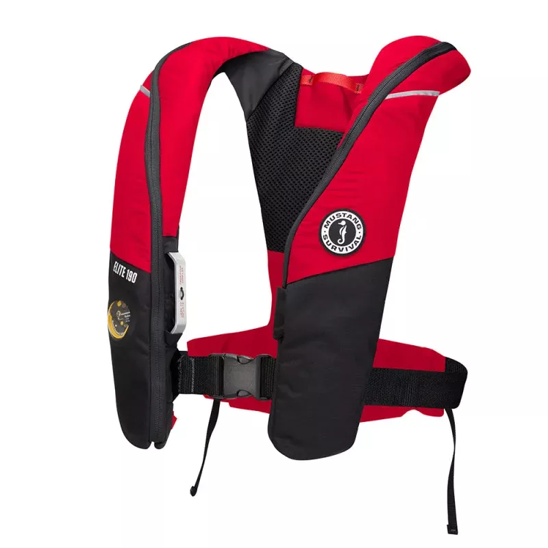 Mustang Elite 190 Offshore Inflatable PFD – Red/Black