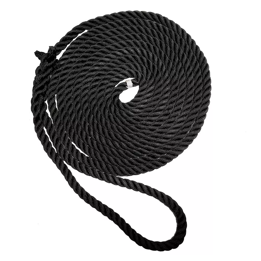 New England Ropes 5/8″ X 50′ Premium Nylon 3 Strand Dock Line – Black