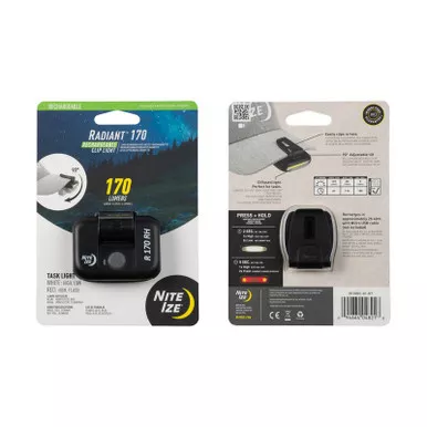 Nite Ize R170RC-01-R7 Radiant170 Rechargeable Clip Light, Black
