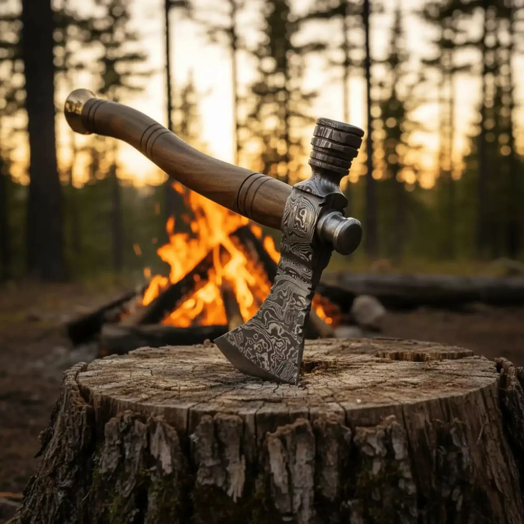 No reviewsDamascus Smoking Axe with Straight Hardwood Handle – Functional Pipe Axe | JW SteelCrafts