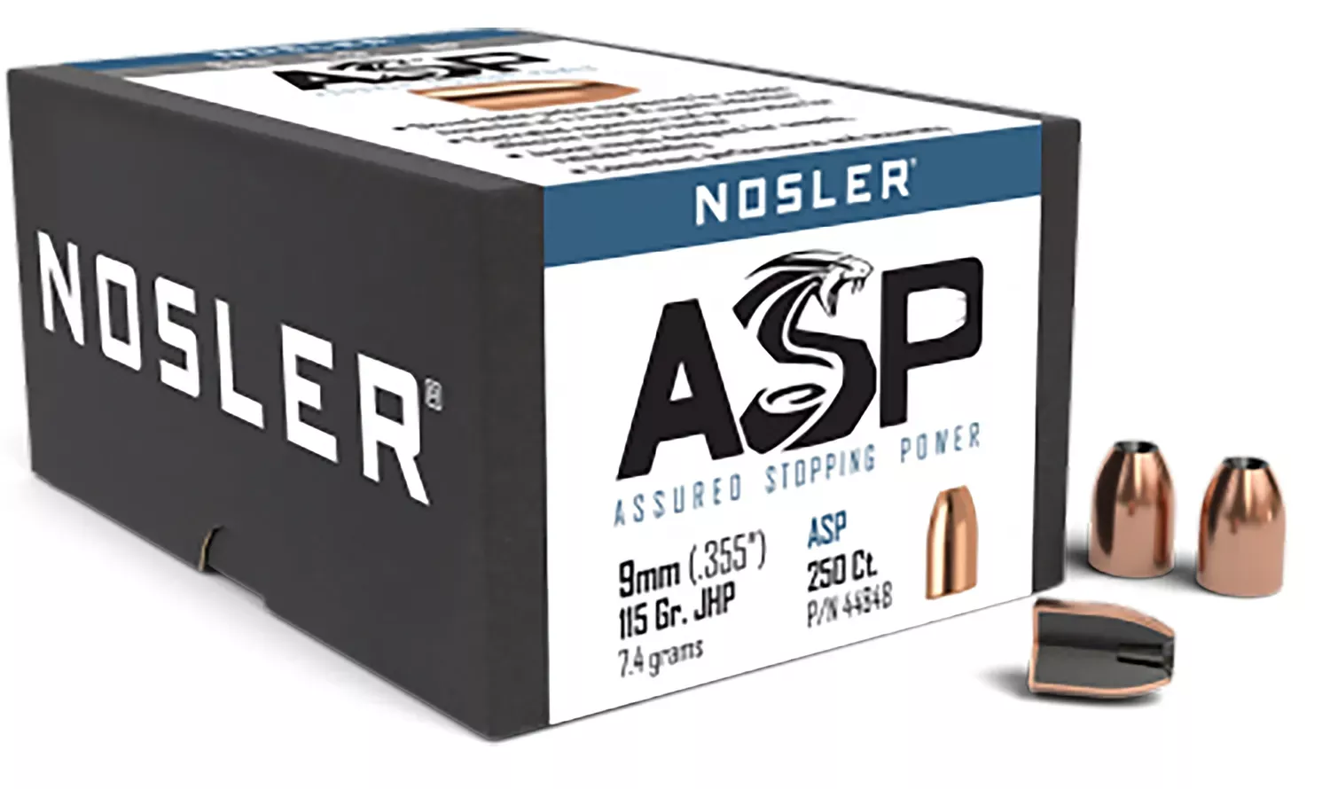 Nosler Sporting Handgun9mm .355 115 gr Jacketed Hollow Point (JHP) 250 Per Box
