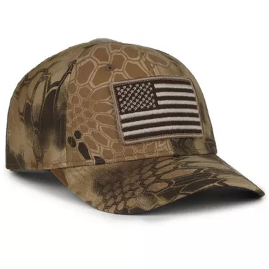 Outdoor Cap 12015918 USA Flag Kryptek Highlander Adjustable Snapback Hat, OSFA