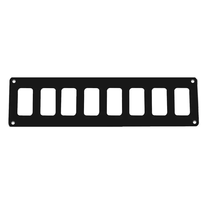 Pacer Switch Panel – 8 Switch1 Row – 12.5 x 2.75 – Black Powder Coated Aluminum