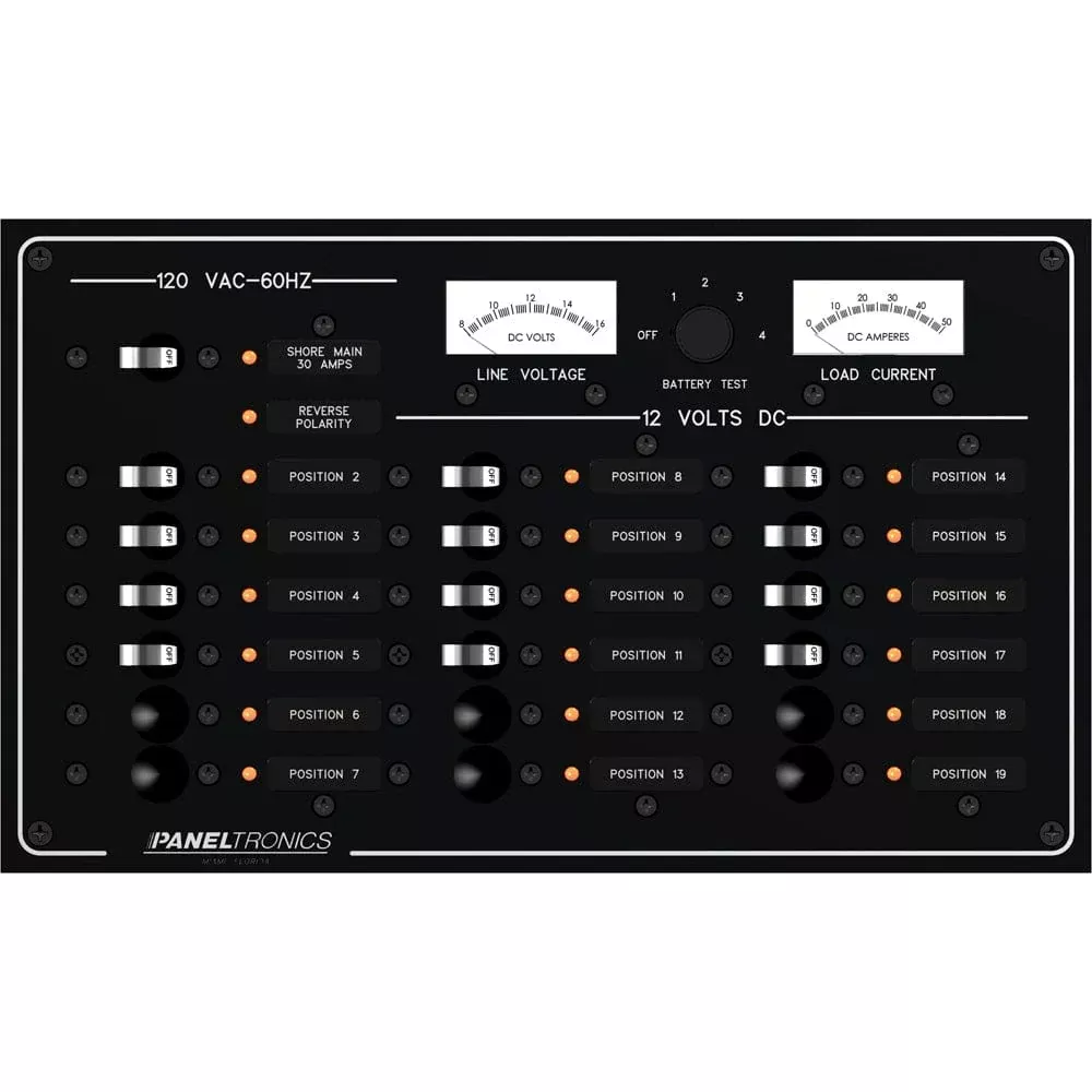 Paneltronics Standard Panel – AC/DC 19 Position Circuit Breaker w/Meters & LEDs