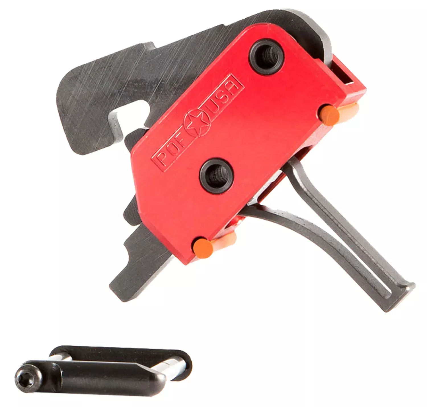 Patriot Ordnance Factory Drop-InSingle-Stage Flat Trigger with 3.50 lbs Draw Weight & Black/Red Finish for AR-Platform