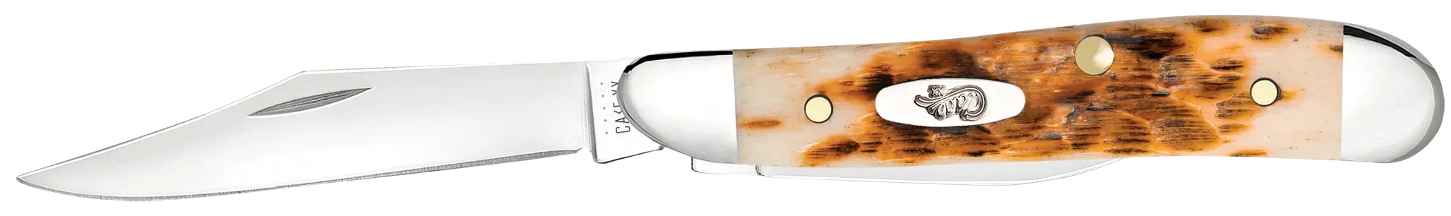 Peanut2.10″/1.53″ Clip Point/Pen Plain Folding Knife – Amber