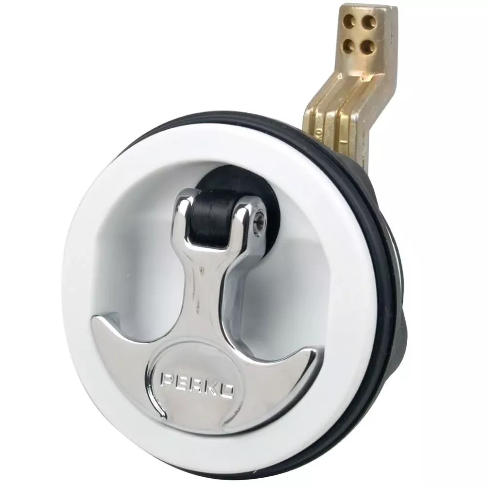 Perko Flush Latch – Surface Mount Offset Cam Bar – 2.5″ Hole – White [1092DP1WHT]