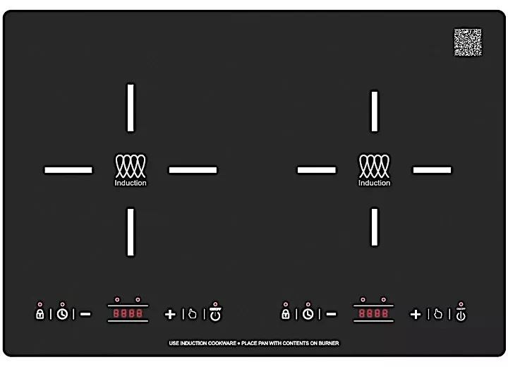 Pinnacle 20” Built-In Two Burner Stove Induction Cooktop, Black• BIC 202
