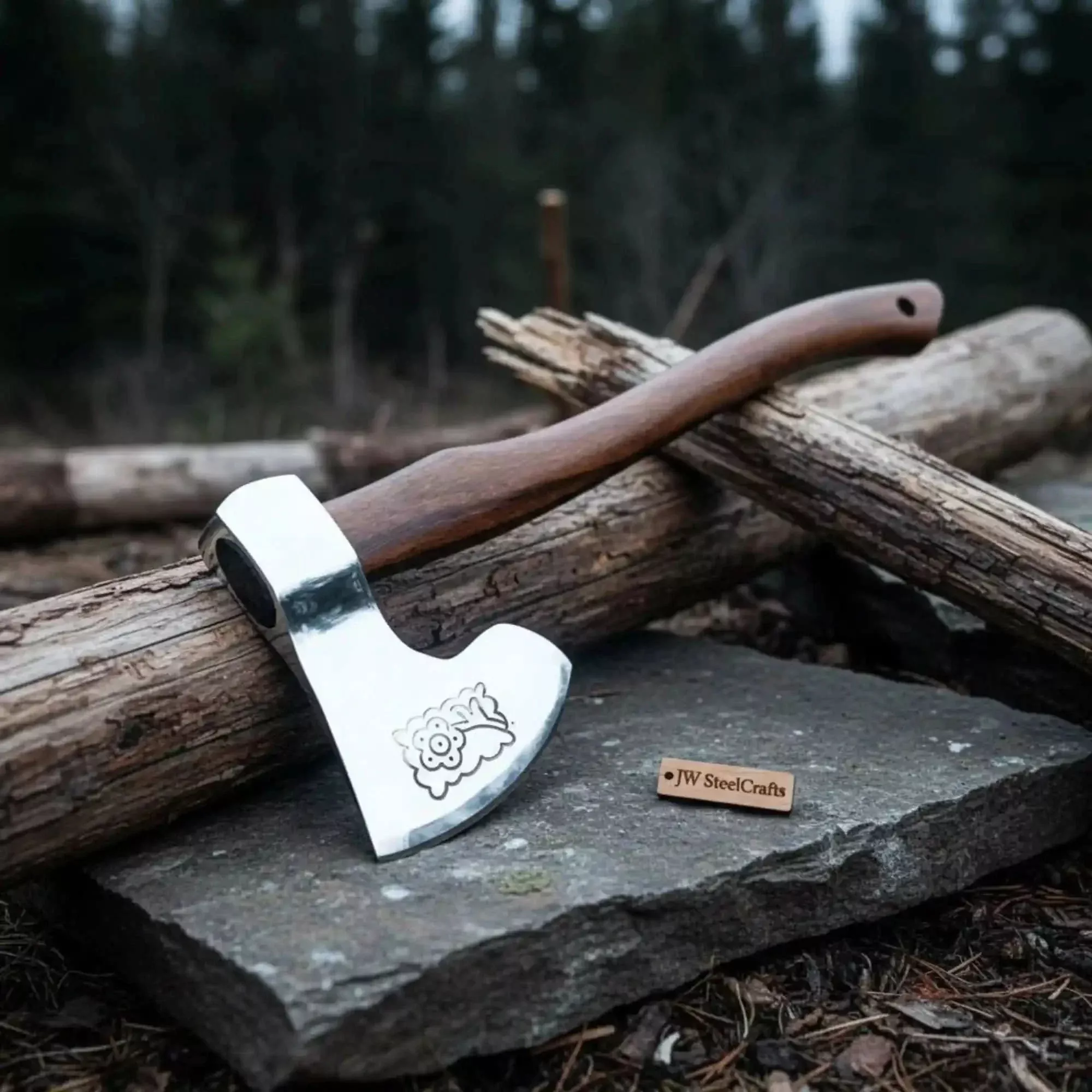 Polished Bearded Camp Axe with Mirror Finished Head