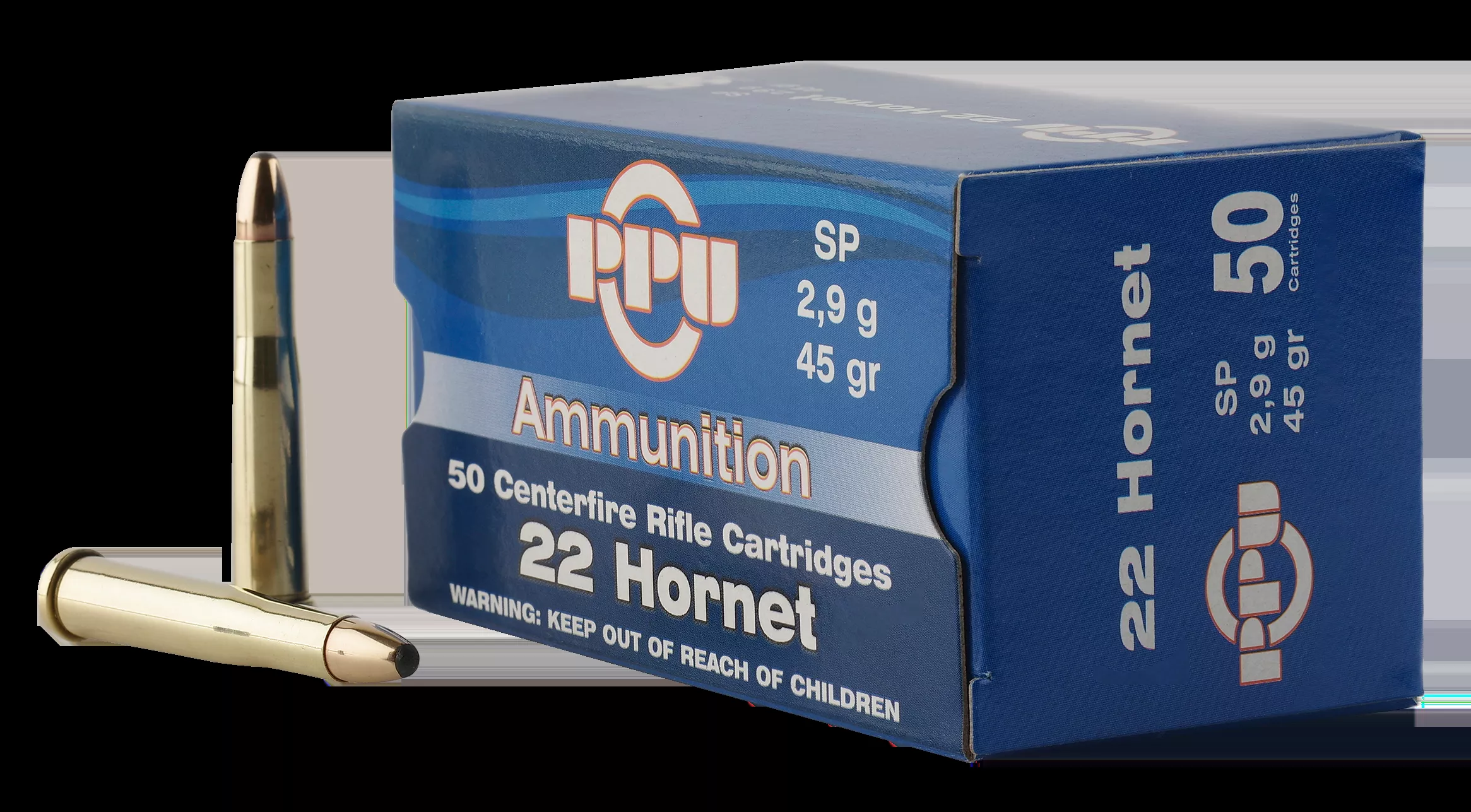 PPU Standard Rifle 22 Hornet 45 gr Soft Point (SP) 50 Bx