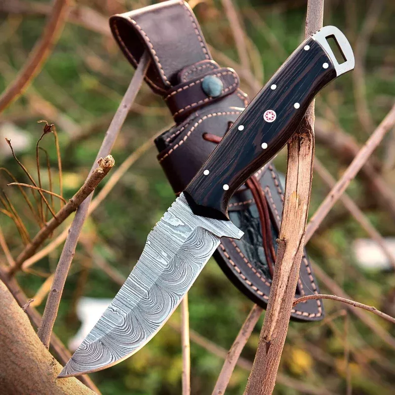 Premium Custom Handmade Damascus Skinner KnifeWangi Wood Handle