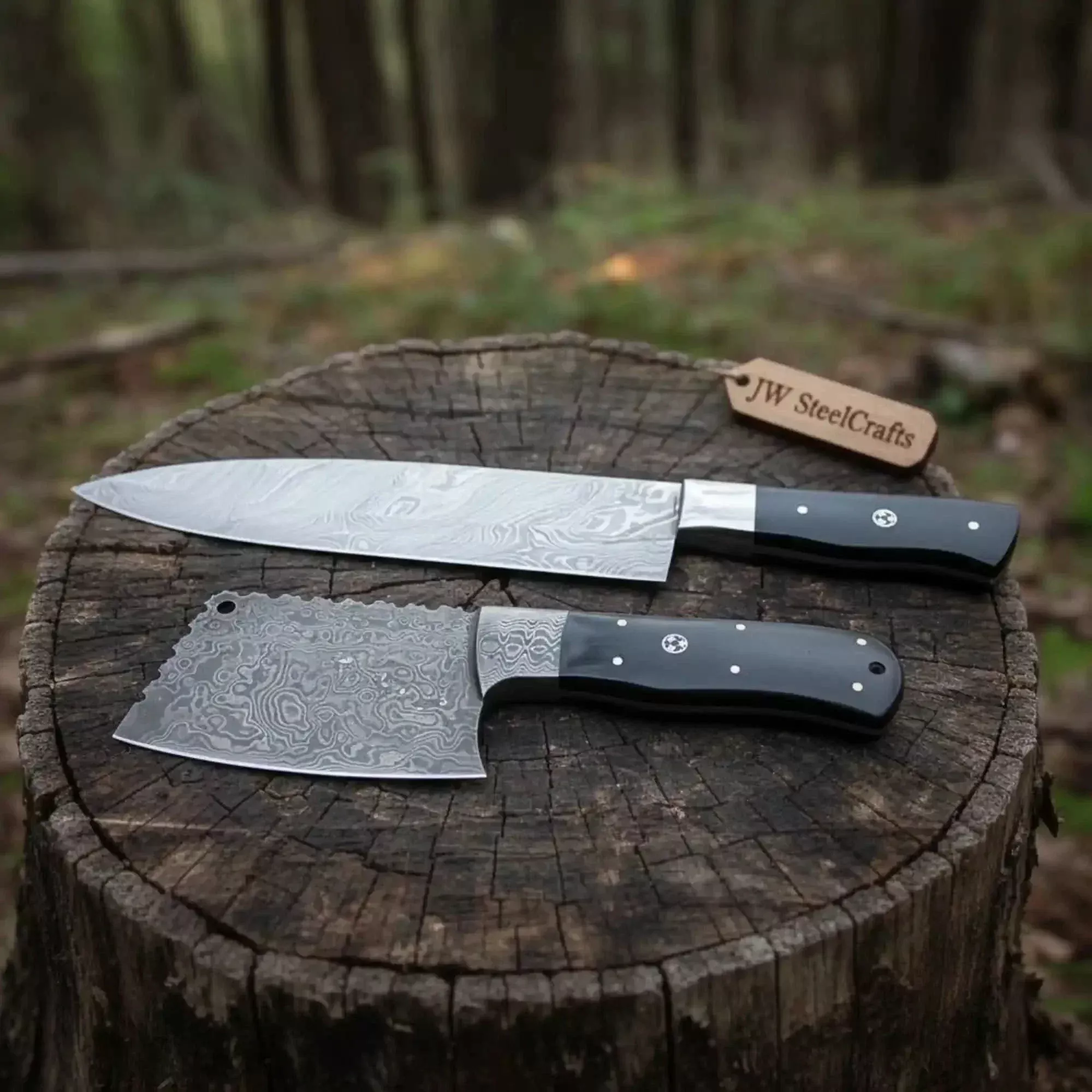 Premium Damascus Knife Set Chef Knife and Cleaver Sharp | Durable Kitchen Tools