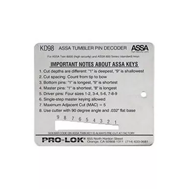 Pro-Lok KD98 Key Decoder - ASSA