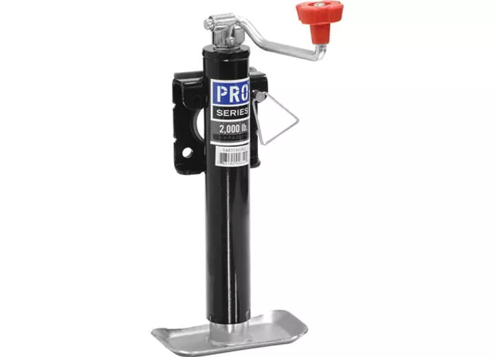 Pro Series Round Trailer Jack, Side Mount, 2,000 lbs. Lift Capacity, Topwind, Weld-On, 10 Inch Travel• 1401140303