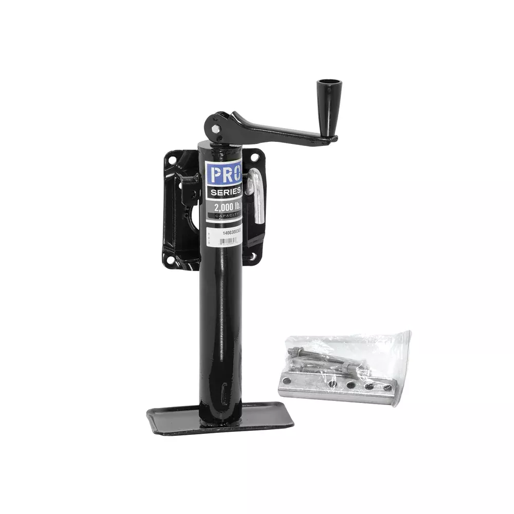 Pro Series Utility Trailer Jack, Side Mount, 2,000 lbs. Lift Capacity, Top Wind, Bolt-On, 10 Inch Travel• 1400300303