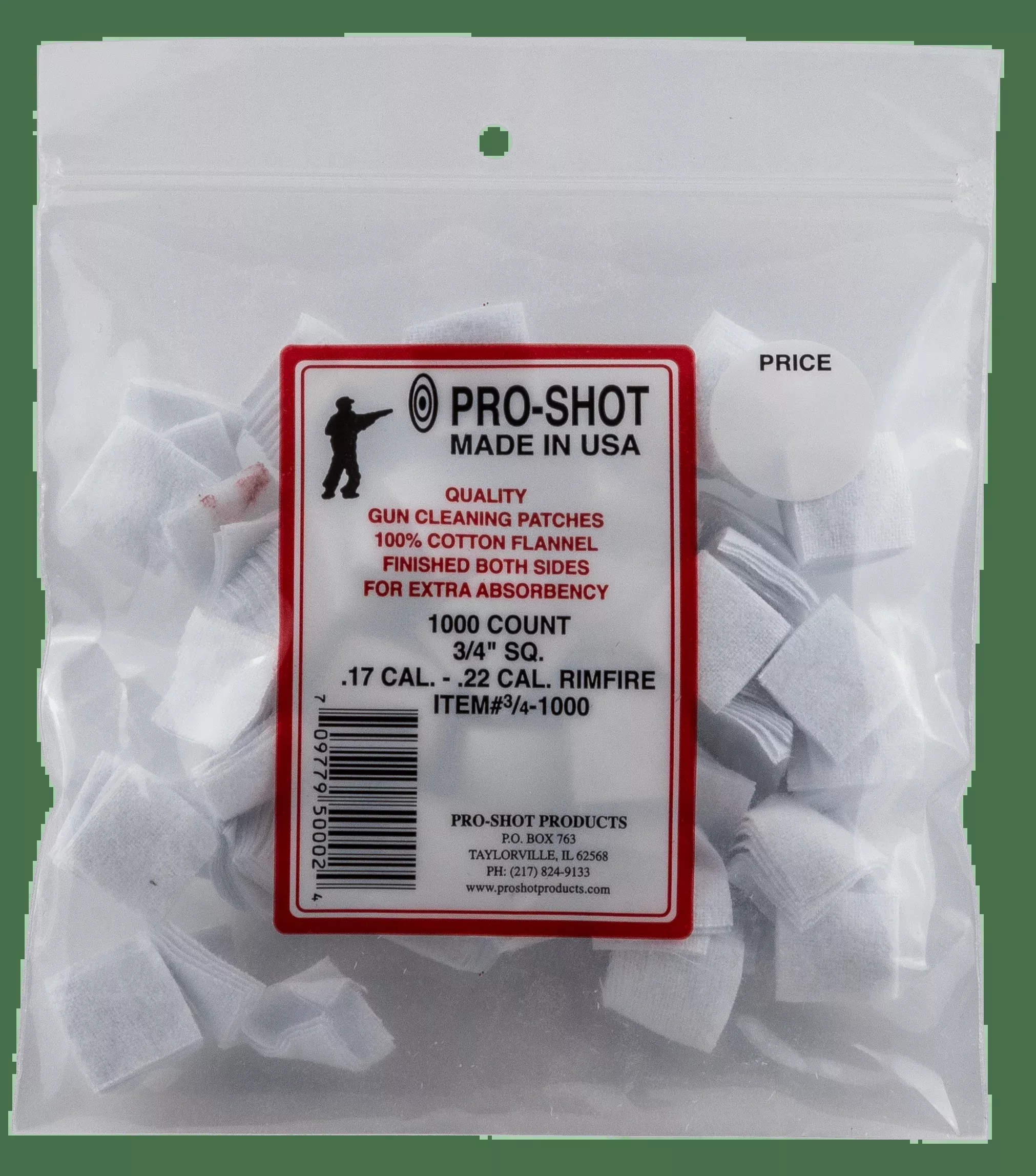 Pro-shot Cleaning Patches, Proshot 3/4-1000 17-22c 3/4″ Patch 1000