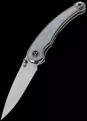 QSP Dolphin White Pearl Shell Folding Knife