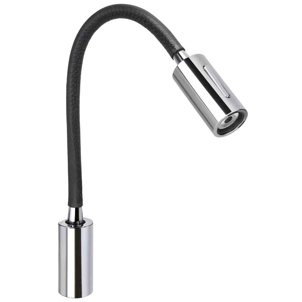 Quick Audrey Wall Light w/USB Daylight – Black Leather – Chrome [FASP4881TVCFA00]