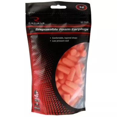 Radians Foam Ear Plugs Resealable Bag (NRR 32 dB) 50 Pairs