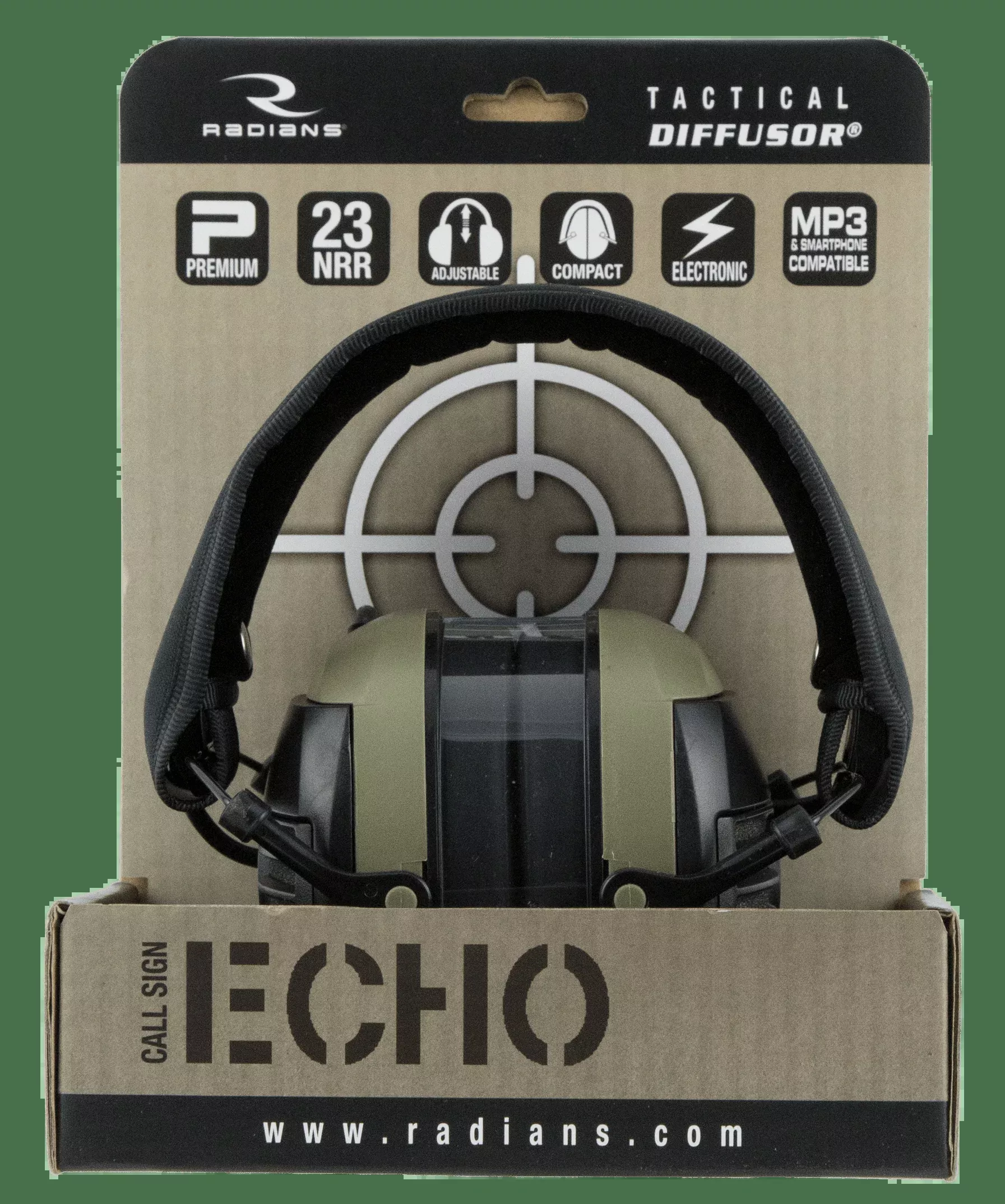 Radians Tactical Diffusor, Rad Cse10bxDiffusor Elec Muff Nrr23