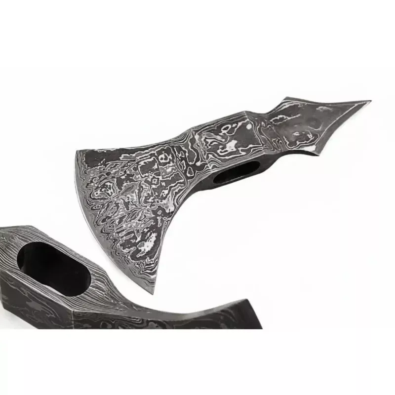 Ravenspine Spike Axe 7″ Handmade Damascus Bearded Head with Spike