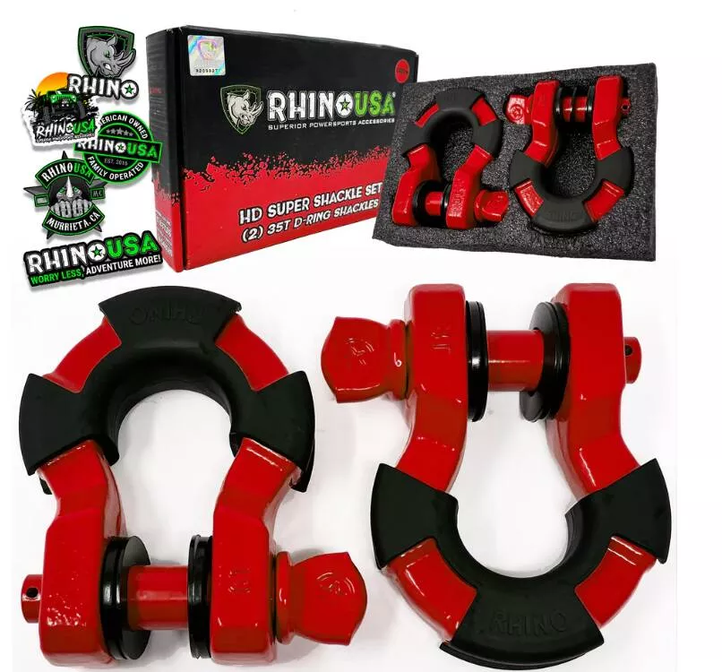 Rhino USA 8-Ton Super Shackles w/ Isolators, Red• SUPERSHACK-RED