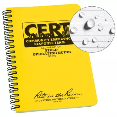 Rite in the Rain 573 All-Weather CERT (Community Emergency Response Team) Field Operating Guide, (4.875" x 7"), Yellow