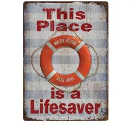 River's Edge Products Tin Sign - Lifesaver