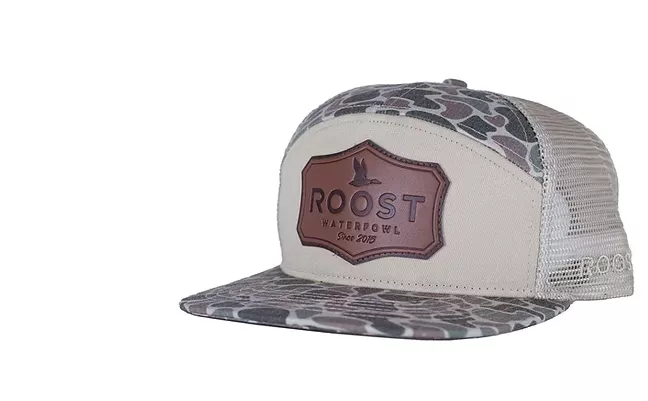Roost Camo 7 Panel Shield Leather Patch Hat #RH-R-134