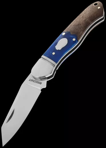 Rosecraft Ocoee River Kayak Blue Resin Wood Folding Knife