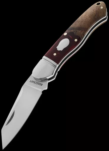 Rosecraft Ocoee River Kayak Red Resin Wood Folding Knife