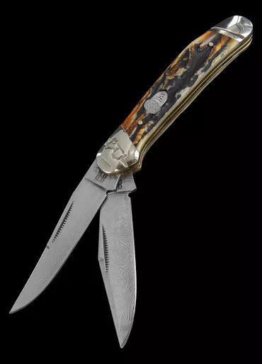 Rough Ryder Copperhead Cinnamon Stag Bone Damast
