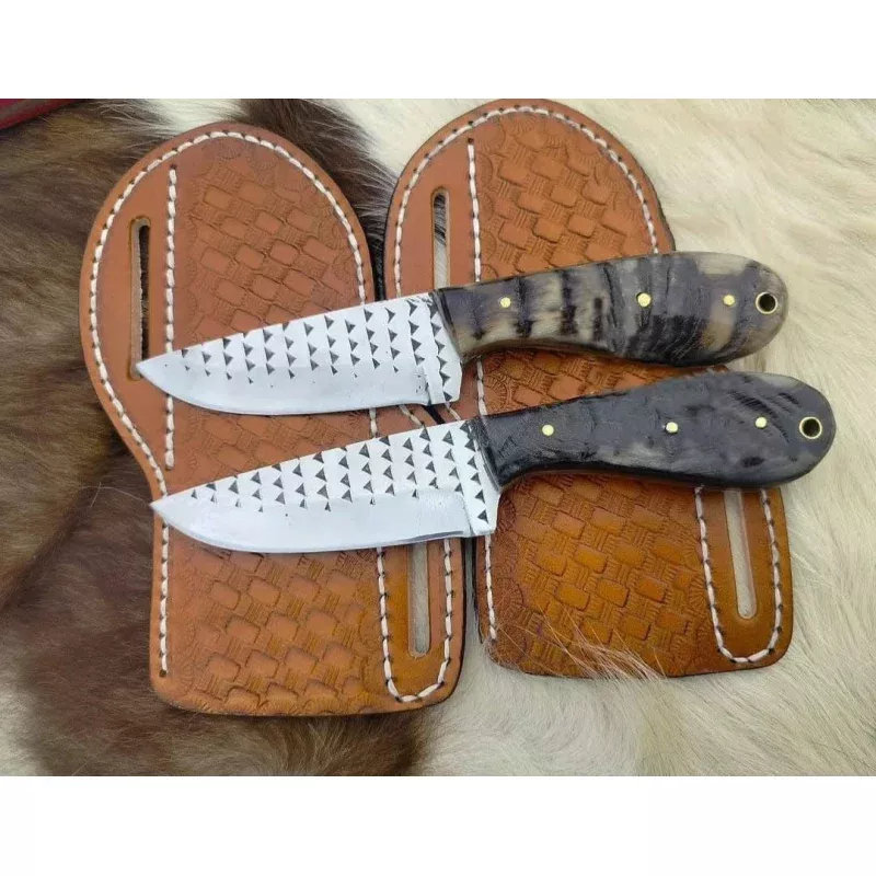 Rustic Cowboy Everyday Carry Knife8 Fall Edition Steel Blade, Sheep Horn Handle & Leather Sheath