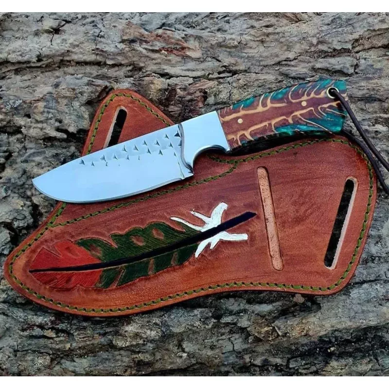 Rustic Cowboy Knife with Leather SheathHandcrafted 8