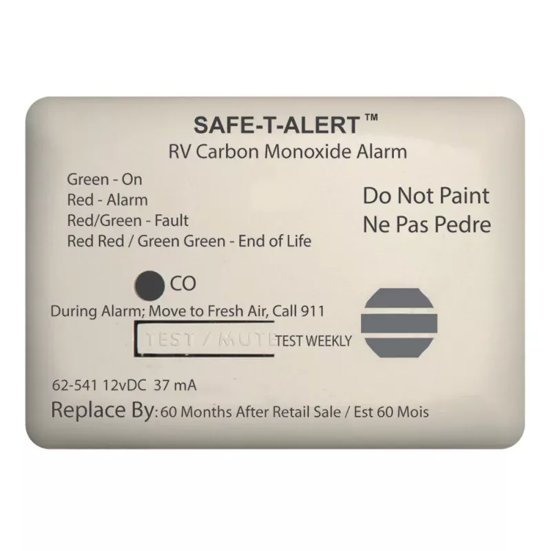 Safe-T-Alert 62 Series Carbon Monoxide Alarm – 12V – RV Surface Mount – White