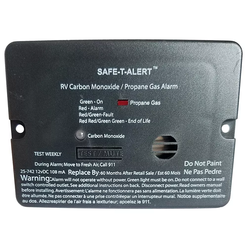 Safe-T-Alert Combo Carbon Monoxide Propane Alarm – Flush Mount – Mini – Black [25-742-BL]