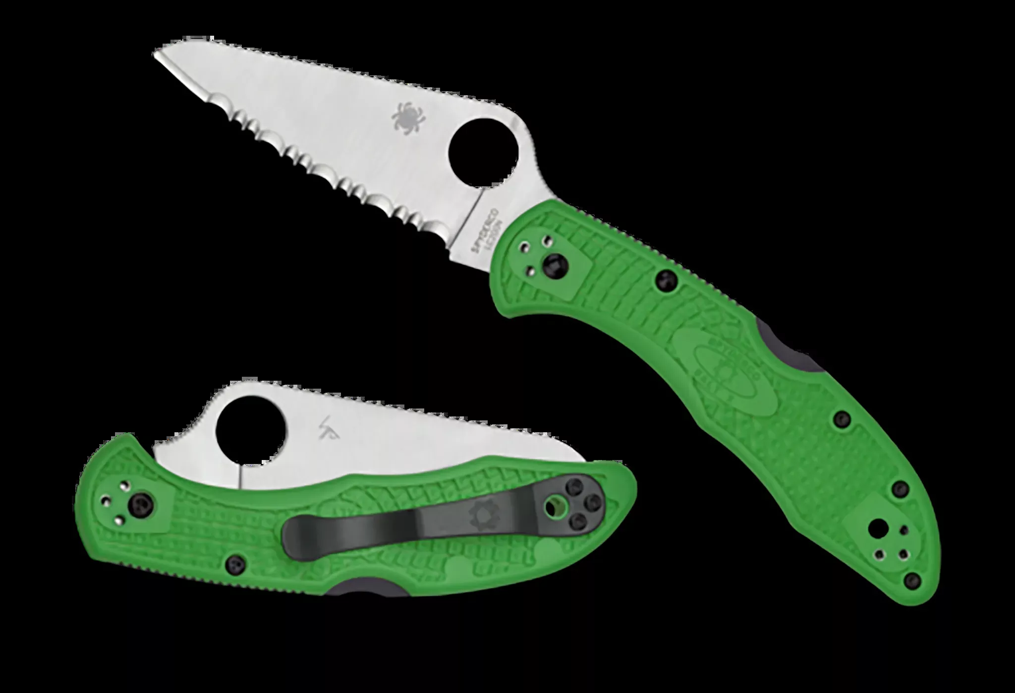 Salt 2 3″ Clip Point Serrated Folding Knife – Green