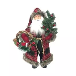 Santa's Workshop Plaid Black Bear Claus